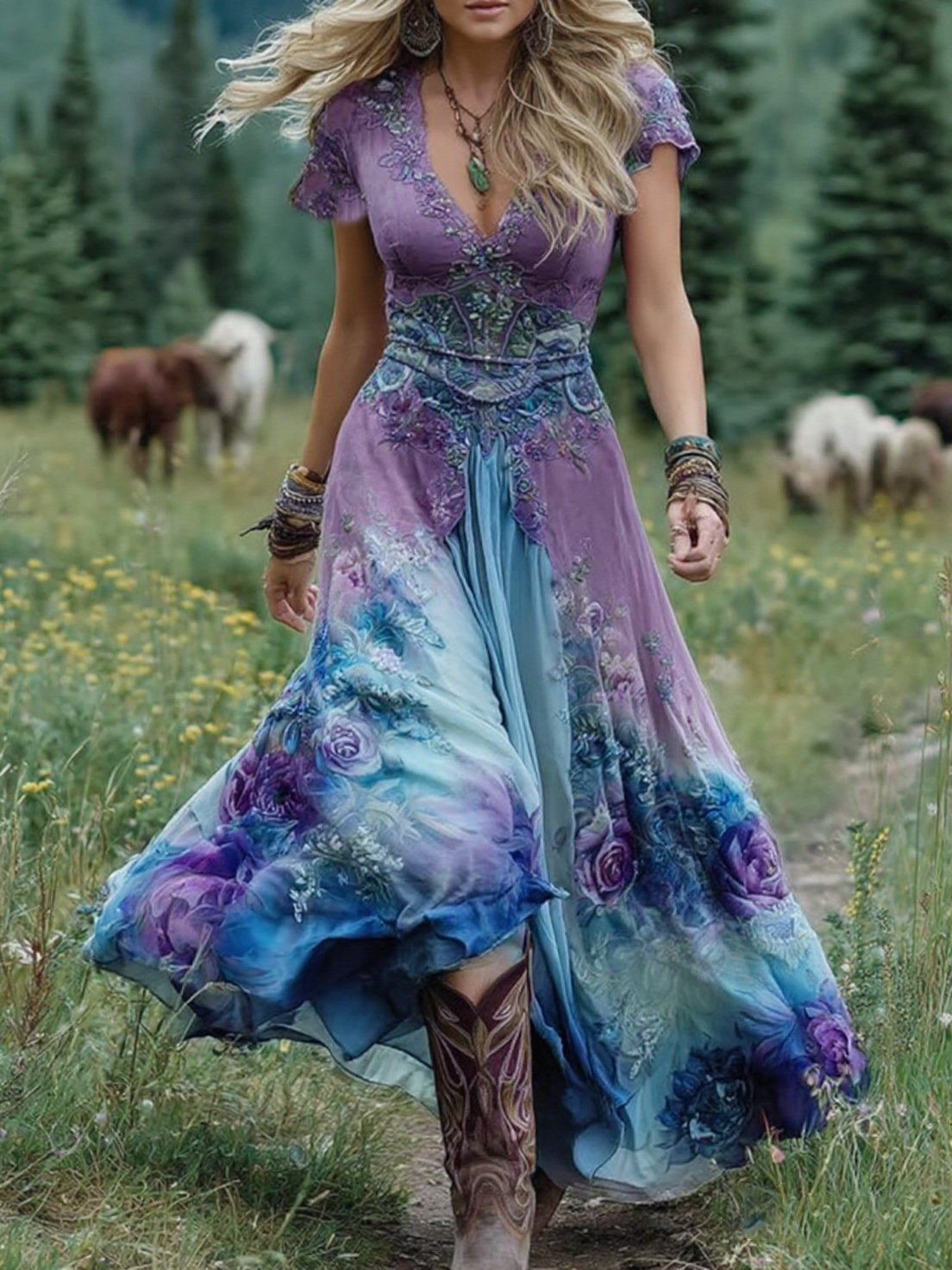 Serena - Vestido Maxi Curto Floral
