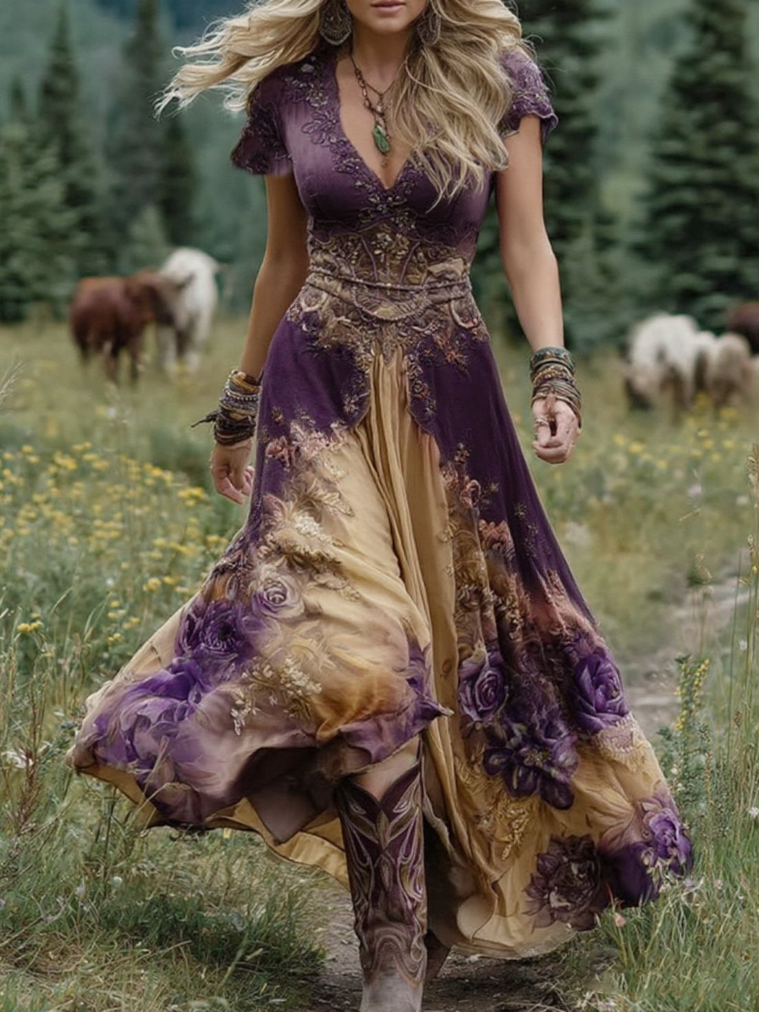 Serena - Vestido Maxi Curto Floral