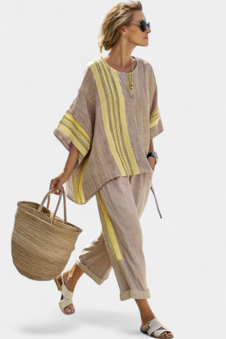 Lorena - Conjunto Boho Linho e Bambu