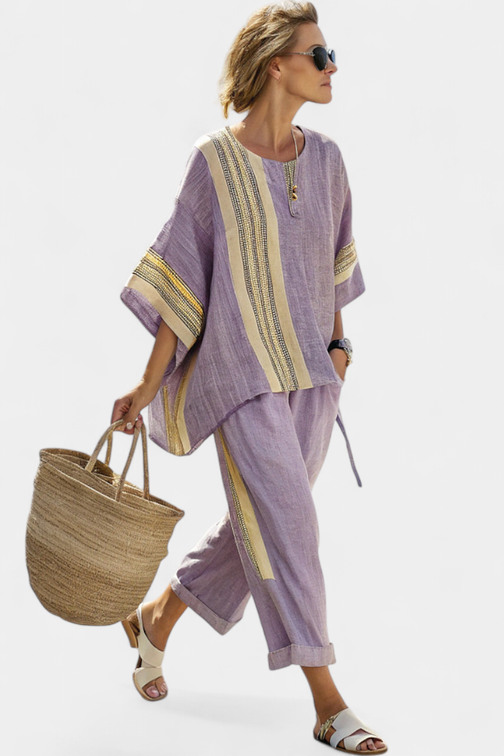 Lorena - Conjunto Boho Linho e Bambu