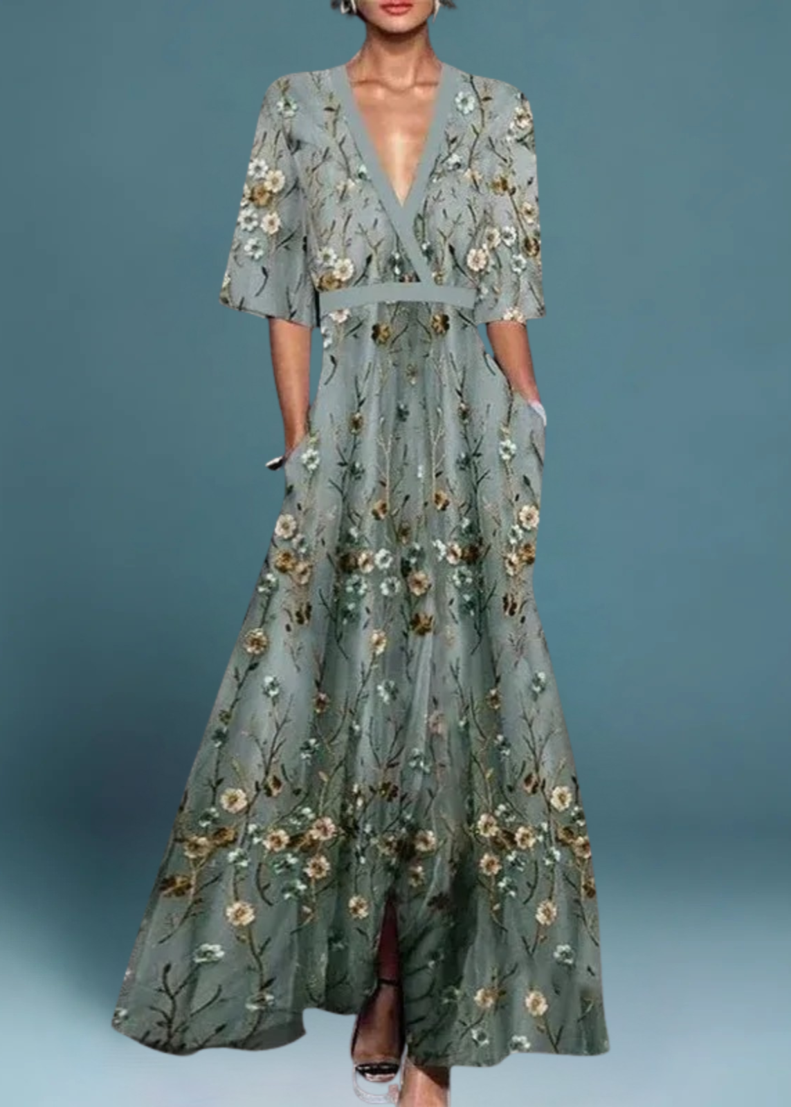 Rute - Vestido maxi floral elegante