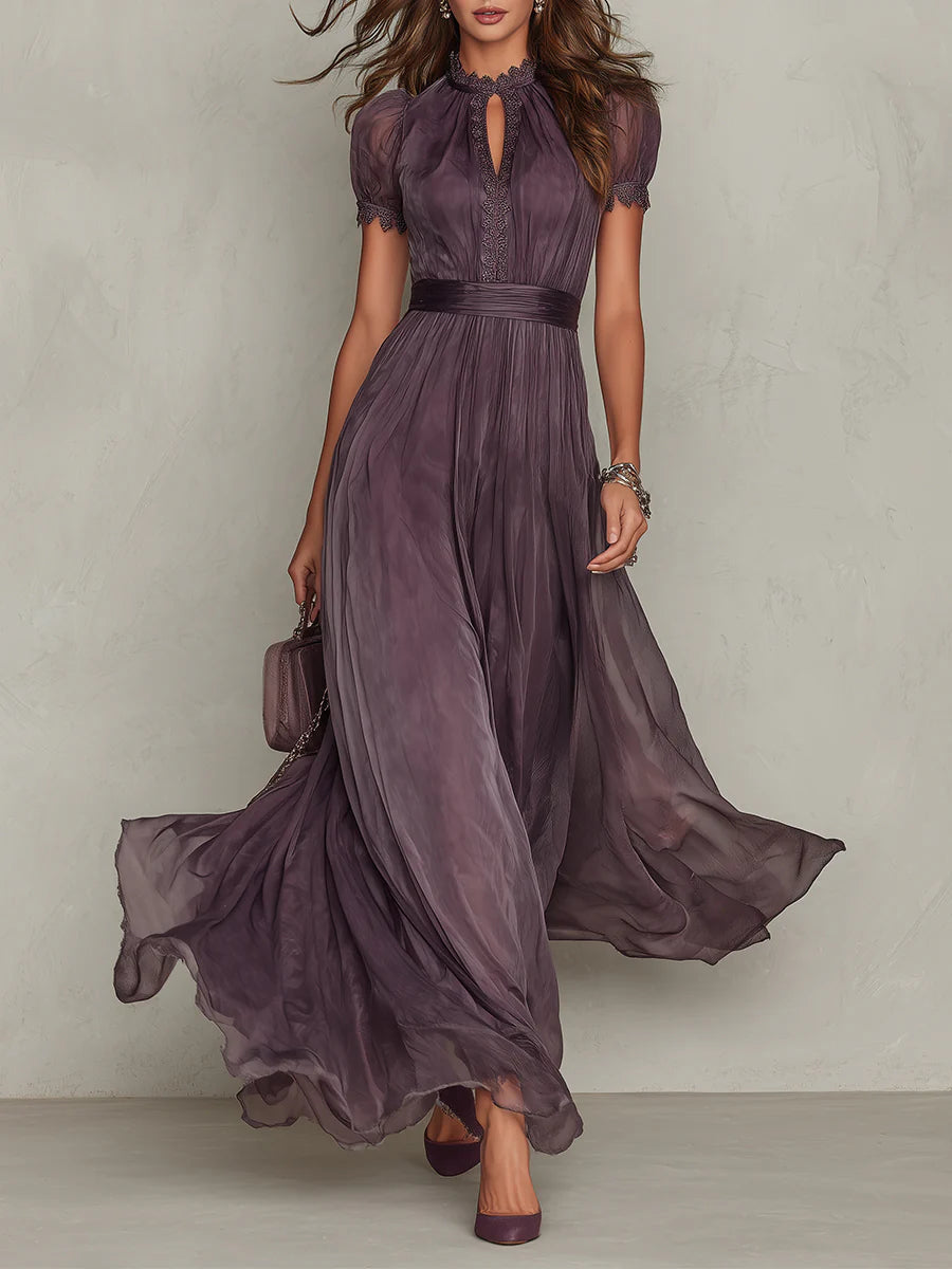 Flávia - Vestido longo roxo com decote