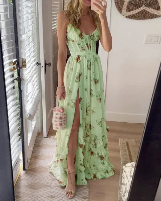 Sónia - Vestido midi padrão floral