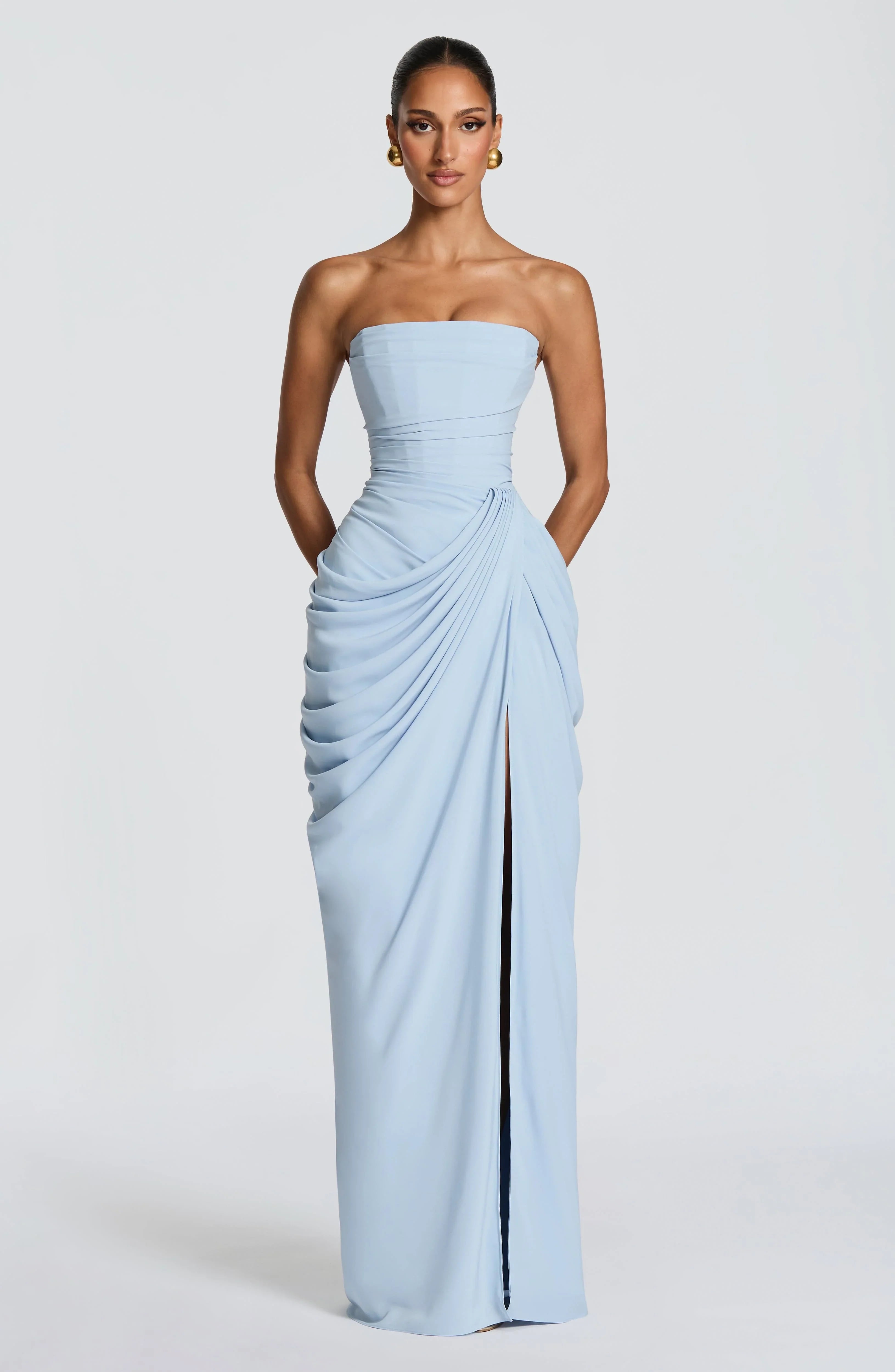 Adriana - Vestido Longo Drapeado com Fenda
