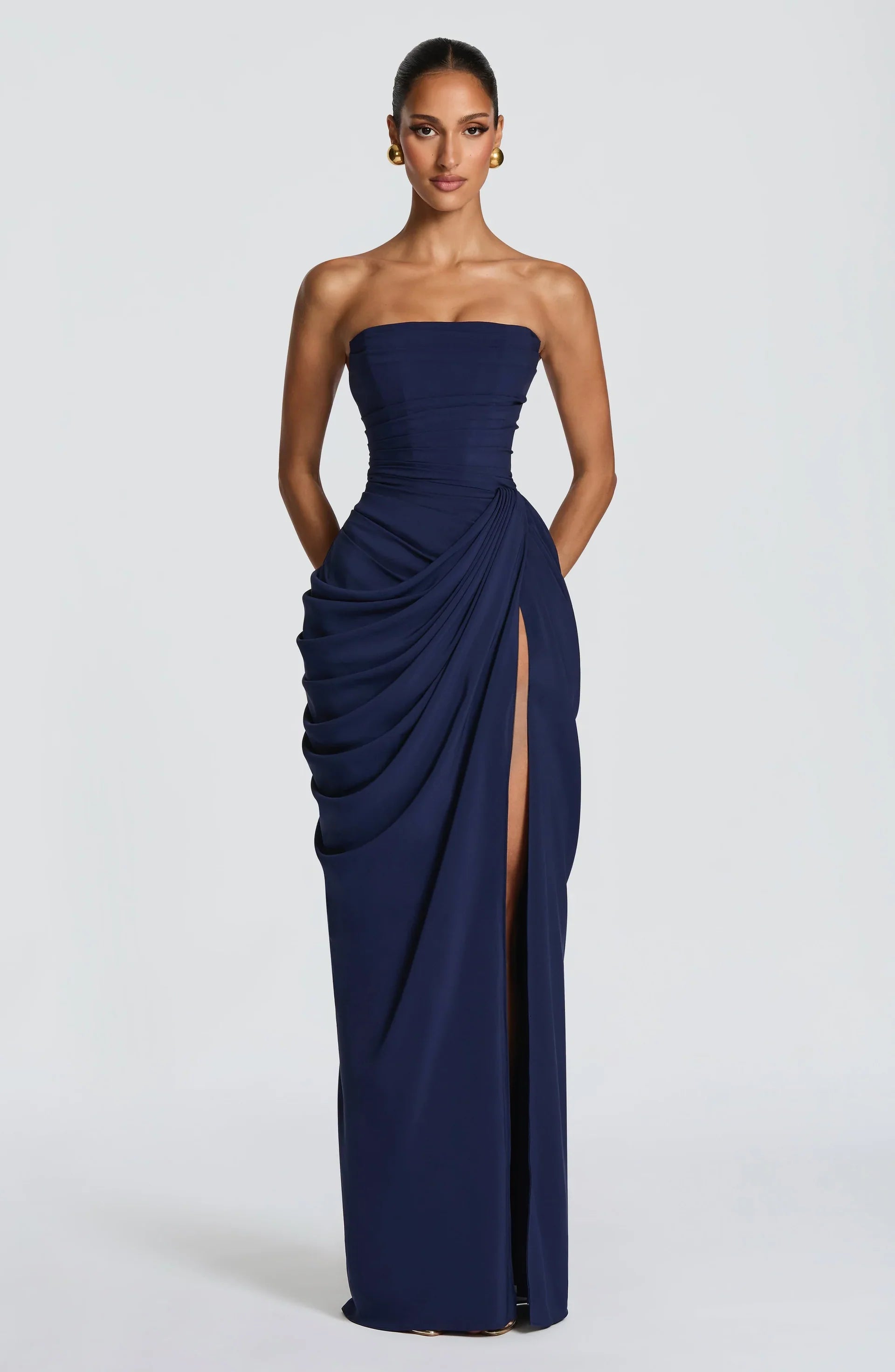 Adriana - Vestido Longo Drapeado com Fenda